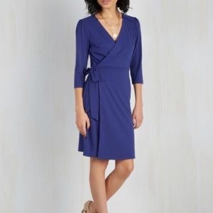 ModCloth lighthearted lecture wrap dress in cobalt blue size medium